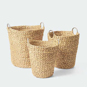 Panier de rangement en jacinthe d'eau naturelle de haute qualité, fabriqué à la main pour les besoins d'organisation professionnels, fabricant durable - Product Image 4