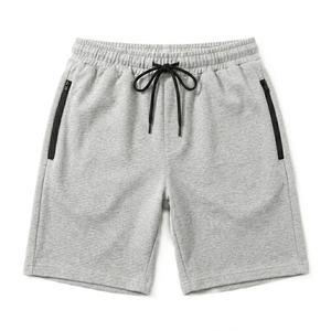 Shorts pour homme en piqué 100% coton gris sauge avec cordon de serrage à la taille, décontractés, respirants, longueur bermuda, couleur unie, tissu tricoté - Product Image 2