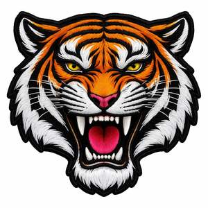 Custom Embroidered Tiger Face <b>Patch</b> Iron <b>On</b> <b>Sew</b> <b>On</b> Animal Head Applique for Jackets Bags Hats OEM ODM - Product Image 4