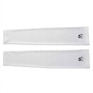 Manches de compression pour hommes GYM ACTIVE, blanches, longueur coude, UPF50+, polyester, légères, séchage rapide, respirantes, pour la gym, toutes saisons - Product Image 2