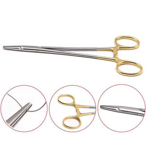 12.5cm Gold Handle Manual Reusable Stainless Steel Surgical <b>Instruments</b> Sutures Needle Holder High-<b>Temperature</b> Sterilization - Product Image 4