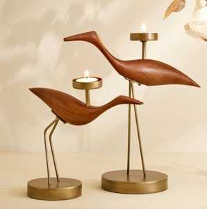 Set of 2 Solid Walnut Wood Pillar <b>Candle</b> Holder Modern Tapered Timber Candlestick Stand for Wedding Tabletop Skies Trader 2026 - Product Image 2