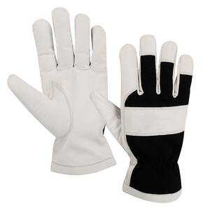 Gants de sécurité en cuir blancs et noirs respirants, longueur poignet, pour usage quotidien en extérieur, style uni printemps-automne - Product Image 1