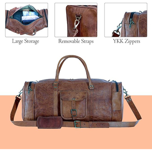 Leather Duffle <b>Bag</b> 15inch Weekender Zipper Closure Water Resistant Large Capacity Carry on Travel Gym <b>Overnight</b> Business Holdall - Product Image 4