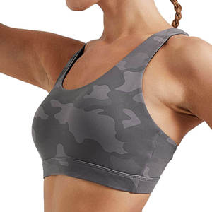 Sujetador deportivo de fitness para mujer al por mayor, transpirable, con soporte alto cruzado, acolchado, sin costuras, push-up, para yoga y entrenamiento. - Product Image 4