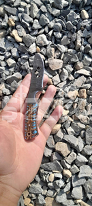 Cuchillo de caza OEM Wirecut de acero de Damasco, cuchillo Skinner con mango de resina, hoja fija para camping, cuchillo EDC para exteriores con funda de cuero - Product Image 3
