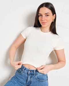 Camiseta Corta Acanalada Premium para Mujer, Ajuste Delgado, Estilo Urbano Casual, Tejido Elástico, Top de Verano, Proveedor Mayorista - Product Image 2