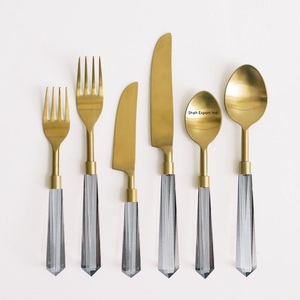 <b>white</b> handle Stainless Steel gold flatware Cutlery <b>Set</b> for Home <b>Dinner</b> Table Decor Flatware - Product Image 5