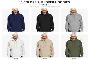 Men's <b>Navy</b> Blue Hoodie Pullover <b>Sweatshirt</b> Casual Regular Fit Solid Color Long Sleeve Top - Product Image 6