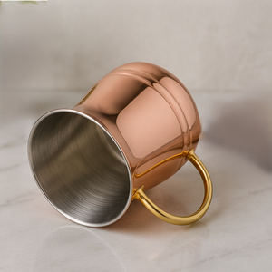 Mug à Moscow Mule en cuivre avec poignée dorée, vaisselle classique, articles de bar pour la maison, design écologique, artisanal, articles de bar traditionnels, cadeau - Product Image 5