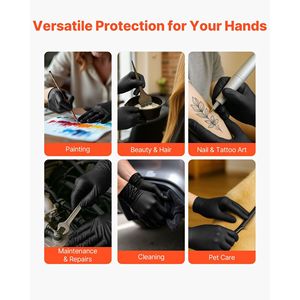 Gants jetables en nitrile noir 4,5 mil, bouts des doigts texturés, sans poudre, sans latex, qualité alimentaire, résistants aux perforations - Product Image 6