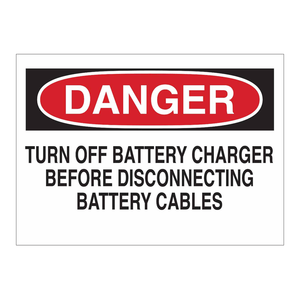 Panneau d'avertissement de chargeur de batterie Brady Danger 10x14 pouces, sécurité industrielle et de laboratoire - Product Image 1
