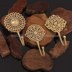 Antique brass wall hooks suitable for restoration projects <b>period</b> style homes with authentic wall mounted detailing appeal - Product Image 1