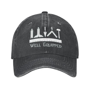 Gorra de Béisbol Casual con Estampado de Herramientas de Trabajo de Compás Cuadrado Blanco y Negro, Diseño de Logotipo de Logia Azul Maestra, para Venta al por Mayor - Product Image 1