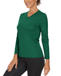 Custom Eco-Friendly Casual Women Long Sleeve T Shirts High Quality 100% Cotton Fleece V-neck Drop Shoulder Design Solid Color - Product Image 6