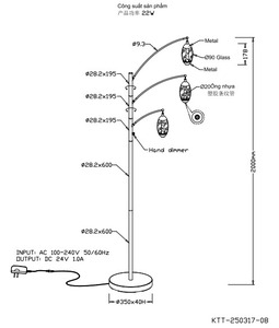 Modern Floor Lamp Three Black Metal Shades Metal Base Adjustable Height LED <b>Light</b> Source E27 <b>Socket</b> 3000K Warm White Minimalist - Product Image 2