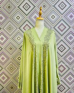 Best Quality Hand Embroidered Beaded Vintage Premium Nida Abaya Anti-Pilling Meera Fashion Designers Indian/Pakistani V Neck - Product Image 1