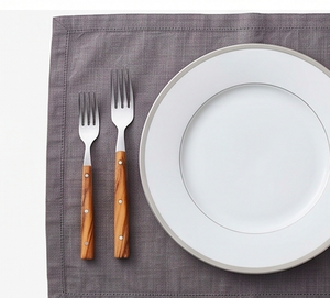 Ensemble de couverts en acier inoxydable avec manche en bois, design minimaliste, passe au lave-vaisselle, pour la restauration et la cuisine - Product Image 3