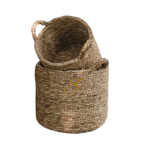 Handwoven Water Hyacinth Laundry Basket for Storage & Plant Decor, Laundry basket - Product Image 4
