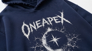 Sudadera con capucha para hombre, azul oscuro, desgastada, oversize, con estampado gráfico, estilo streetwear, casual y de moda - Product Image 5