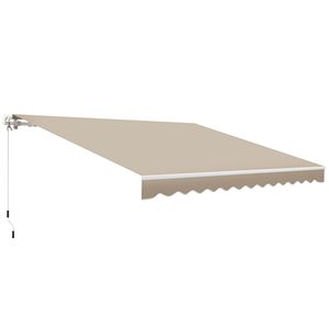Tenda Parasole Retrattile in Lega di Alluminio Beige 12' X 10' per Esterni, Riparo Manuale per Patio e Balcone con Design Versatile Regolabile - Product Image 1