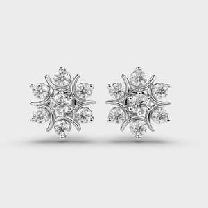 IGI Certified Lab Grown Diamond Floral Cluster Starburst Stud <b>Earrings</b> 14K Yellow / White / Rose Gold Luxury Designer <b>Earrings</b> - Product Image 4