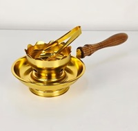 Brûleur à Bakhoor religieux en acier avec poignée en bois – Mabkhara arabe traditionnelle, porte-charbon d'encens, diffuseur en acier et bois