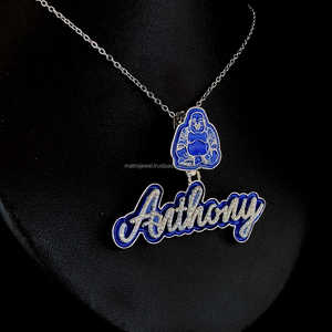 Personalizar Hiphop Moissanite colgante letra azul esmalte 925 plata esterlina VVS completo helado personalizado Moissanite colgante - Product Image 2