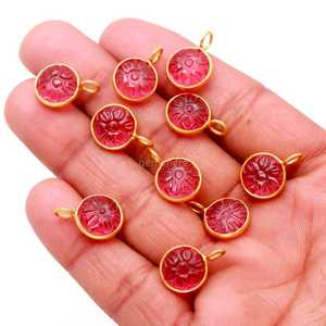Colgante de Flor de Cuarzo Turmalina Rosa AAA, Plata de Ley 925, Gema Tallada a Mano, Amuleto de Piedra de Turmalina para Fabricación de Joyas - Product Image 5