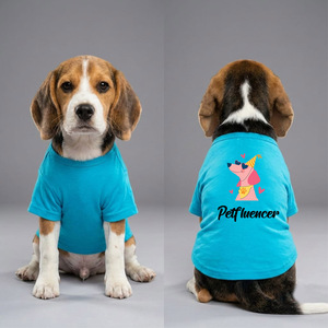 Premium Cotton Dog <b>T</b> <b>Shirt</b> Cyan Color Round Neck Design Soft Breathable Comfortable Fabric Stylish Pet Clothing - Product Image 2