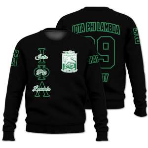 Veste universitaire personnalisée Iota Phi Lambda, veste universitaire noire et vert émeraude personnalisée, sweat-shirt de la sororité Iota Phi Lambda - Product Image 3