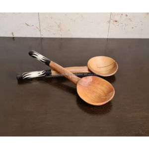 Juego de cucharas de madera de resina Lux | Utensilios de madera de mango hechos a mano con asas de resina de primera calidad para cenas elegantes y colecciones de regalos - Product Image 3