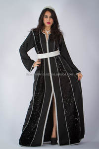 เสื้อคาฟตันลูกปัดส่องแสงสีดำพร้อมดีไซน์รุ่นใหม่ล่าสุดเป็นที่ต้องการสูงในดูไบสำหรับผู้หญิงแฟชั่น - Product Image 2