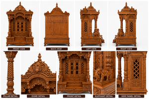 Hand Carved Traditional Teak Wood Pooja Temple with Inner Shrine Custom-Made Durable Home <b>Mandir</b> USA - Product Image 6