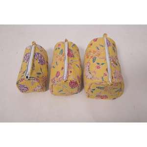 Bolsa de maquillaje con estampado floral de algodón, bolsa de cosméticos para mujer, bolsa de almacenamiento con cremallera, organizador de artículos de tocador de viaje - Product Image 3
