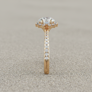 แหวนหมั้นทรงวินเทจ Aureola Diamond Halo ชุบทองคำสีกุหลาบ สำหรับทองคำที่ได้รับการรับรอง - Product Image 4