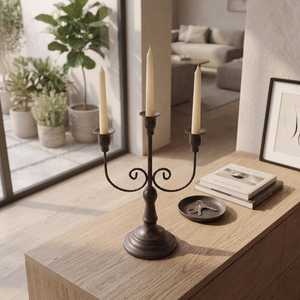 Vintage Metal Candelabra 3 Arm Candle Holder Elegant Wedding Centerpiece Retro Silver Taper Stand <b>Table</b> Deco - Product Image 2