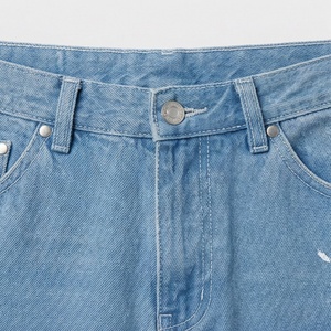 Shorts en jean élastiques pour hommes, style streetwear, denim déchiré, couleur et motif personnalisés, décontracté d'été, longueur genou - Product Image 4