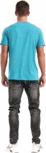 Camiseta de Verano para Hombre, Cuello en V, Color Verde Azulado, 100% Algodón, Tejido de Punto, Secado Rápido, Transpirable, Casual, Manga Corta, Básica - Product Image 3