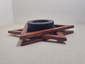 Hand-Made <b>Wooden</b> <b>Star</b> Incense Burner With Metal Insert Religious Use All-Season Redwood Holder - Product Image 4