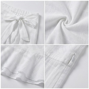 <b>White</b> Chiffon Asymmetric Wrap Skirt Women Breathable Solid Color Draped Design Regular Fit Beachwear Style - Product Image 4