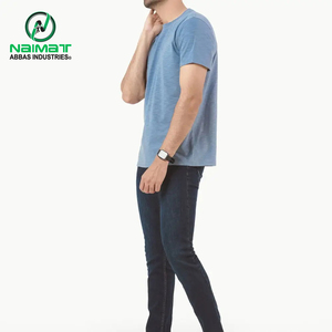 เสื้อยืดคอกลมสีฟ้าอ่อนพรีเมียมสำหรับผู้ชาย ผ้าฝ้ายแท้ 100% เป็นมิตรกับสิ่งแวดล้อม ทรงปกติ สวมใส่สบาย เหมาะสำหรับตลาดอเมริกาและยุโรป - Product Image 2
