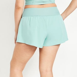 Shorts Deportivos de Cintura Media para Mujer, Transpirables, de Color Sólido, con Logotipo Personalizado, de Secado Rápido, Plisados, con Contraste, para Yoga y Verano - Product Image 4