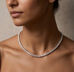 Collier tennis NAVKAR DIAMONDS en argent sterling 925 avec moissanite taille brillant, certifié, bijoux tendance pour mariage et fête - Product Image 1