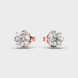 Pendientes de Diamantes Redondos Brillantes Cultivados en Laboratorio con Certificación IGI, Oro Amarillo/Blanco/Rosa de 9K, Pendientes Solitarios de Diamantes - Product Image 5