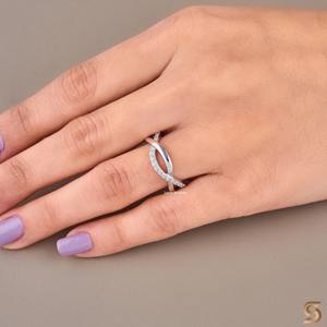 Anillo de Moissanita de Oro Sólido de 18K, Elegante Banda Trenzada, Estilo Infinito Minimalista, Regalo de Compromiso para Mujer, Fiesta - Product Image 1
