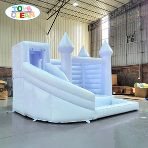 Nhà <span class=keywords><strong>Bouncy</strong></span> Cho Trẻ Em Màu Xanh Nhạt Thương Mại Tùy Chỉnh Nhà Bounce Màu Trắng Kết Hợp Bật Nảy Bơm Hơi Với Cầu Trượt Nước Hồ Bơi - Product Image 5