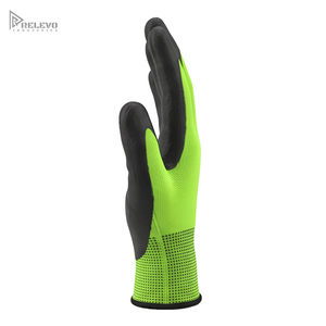 Custom Non-Slip Black PU Coated Work Safety <b>Gloves</b> High Vis Breathable Seamless <b>Knit</b> Shell Elastic Wrist Mechanics Safety <b>Gloves</b> - Product Image 4