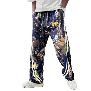 กางเกงวอร์มผ้าคอตตอนน้ำหนักเบากันลมสำหรับผู้ชายทรงตรงทรงหลวมลายพรางมีเชือกรูดสีพื้นฮิปฮอป - Product Image 2