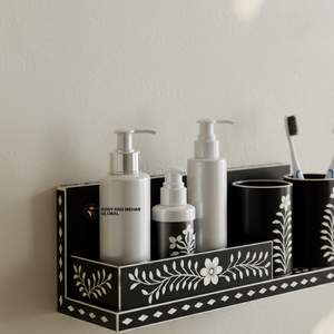 ชั้นวางของติดผนังลายกระดูกสีดำ ดีไซน์ทันสมัย ชั้นวางของในห้องน้ำลายกระดูกสีดำทันสมัย - Product Image 2